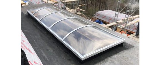 Continuous Barrel Vault Skylight with Clear Acrylic Domes