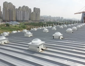 Series of solar tunnels on a roof deck
