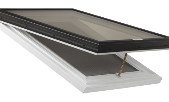 Manually Operable Venting Glass Skylight on a PVC Curb Frame
