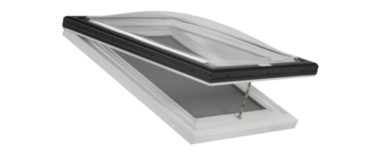 Manually Operable Venting Skylight with Acrylic Domes on a PVC Curb Frame