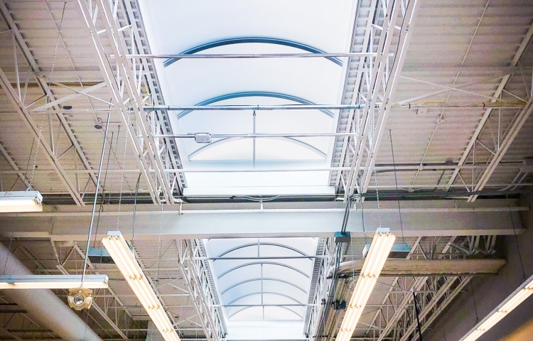 commercial skylight barrel vaulted skylight over grocery store LED lighting
